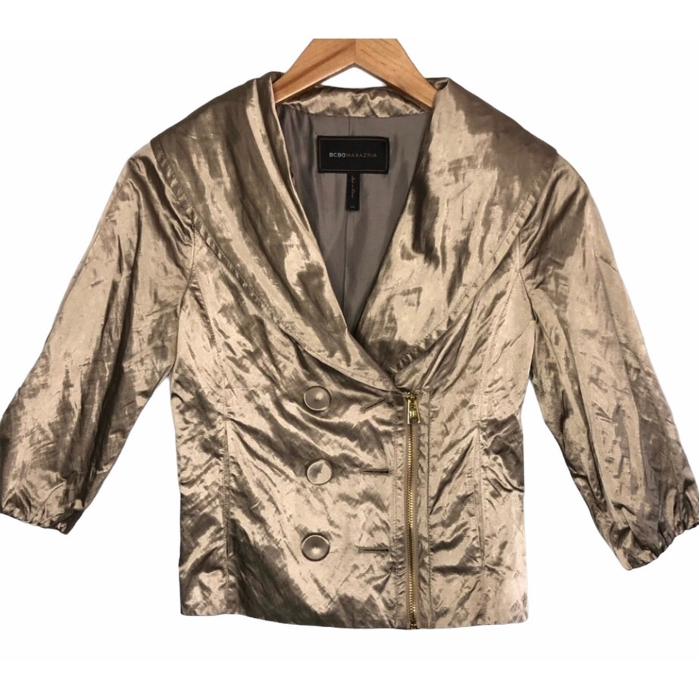 BCBG MAXAZRIA Metallic Crop Jacket Size XXS
